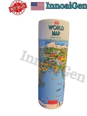 Robert Frederick World Map Jigsaw Puzzle 500 Pieces Illustrated Animals New NWOB
